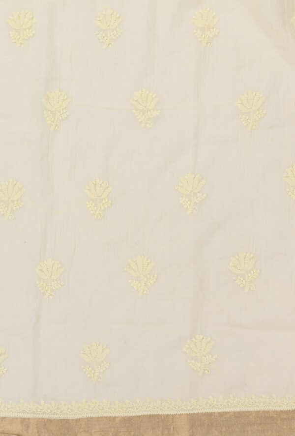 Beautiful Lucknow Chikankari Crayola Lemon Yellow Mangalgiri Cotton Unstitched 2-Piece Kurti Set by Adrika