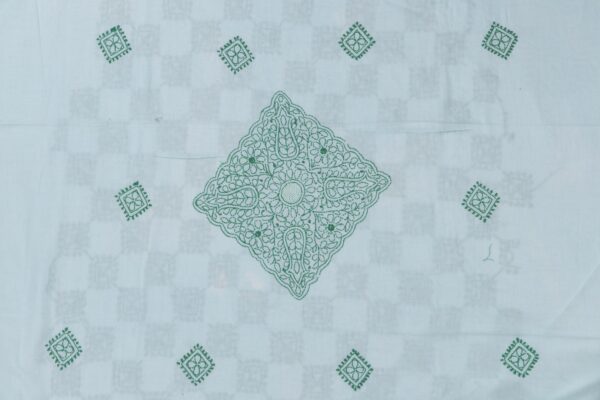 Hand-embroidered Lucknow Chikankari Mint Green Cotton Unstitched 2-Piece Kurti Set by Adrika