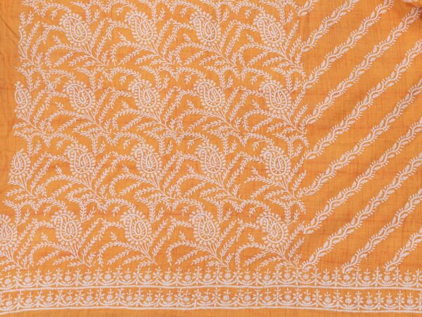 Elegant Lucknow Chikankari Orange Cotton Unstitched Kurti by Adrika