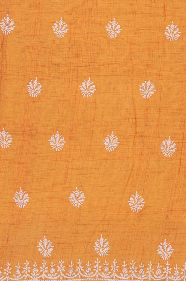 Traditional Lucknow Chikankari Orange Cotton Unstitched Kurti by Adrika