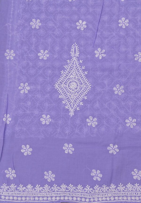 Elegant Lucknow Chikankari Lavender Cotton Unstitched Kurti by Adrika