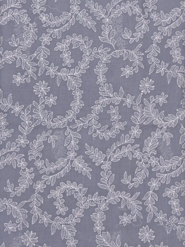 Exquisite Lucknow Chikankari Grey Cotton Unstitched 3-Piece Kurti Set by Adrika