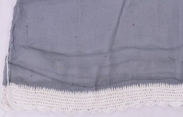Adrika's luxurious Lucknow Chikankari Grey Cotton Unstitched 3-Piece Kurti Set with intricate detailing