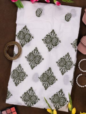 Adrika's Lucknow Chikankari White Cotton Unstitched Kurti