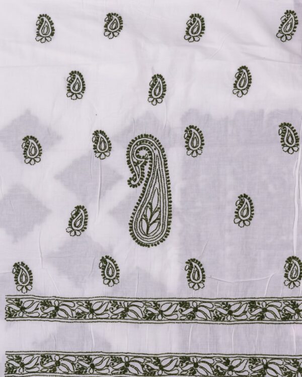 Elegant Lucknow Chikankari White Cotton Unstitched Kurti by Adrika"