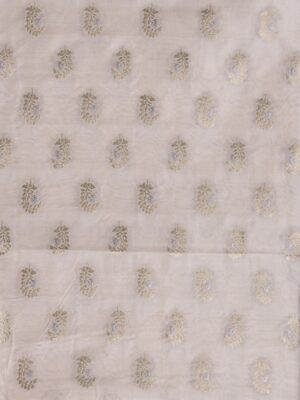 Handcrafted Banarasi Chiniya Silk Off White Kurti & Royale Blue Dupatta Unstitched 2-Piece Set by Adrika