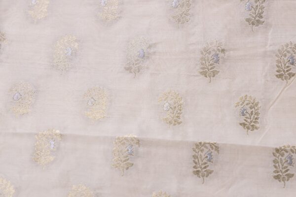 Adrika's elegant Banarasi Chiniya Silk Off White Kurti & Royale Blue Dupatta Unstitched 2-Piece Set