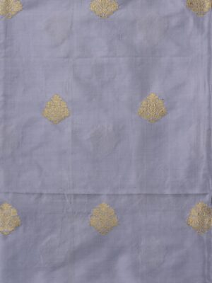 Banarasi Grey Katan Silk Kurti & Red Chiniya Silk Dupatta Set