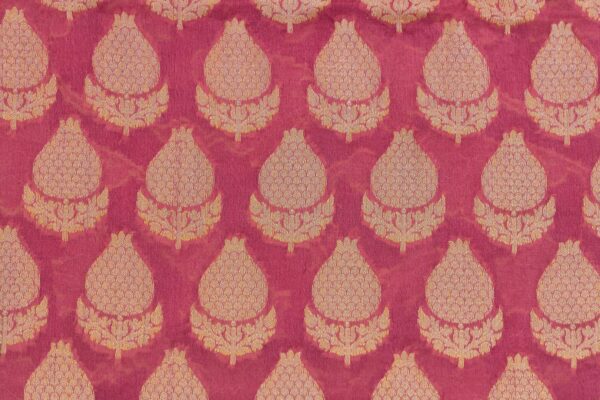 Hand-embroidered Pure Handloom Banarasi Chiffon Rose Pink Kurti & Dupatta Set with Zari Work by Adrika