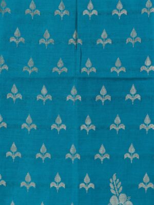 Traditional Banarasi Munga Silk Turquoise Blue Kurti & Dupatta Set with Zari Work by Adrika