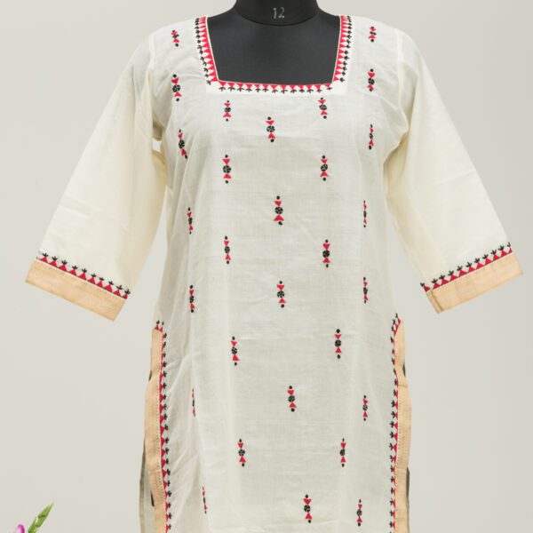 Mangalgiri Cotton Kurti with Artisan Hand Embroidery by adrika