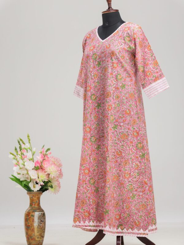 Stylish Cotton Hand-Block Long Dress