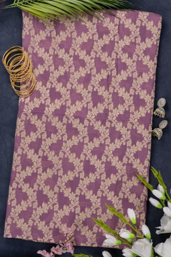 Handcrafted Pure Handloom Banarasi Chiffon Opera Mauve Kurti & Dupatta Set by Adrika