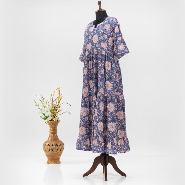 Handcrafted Cotton Long Dress with Artisanal Print