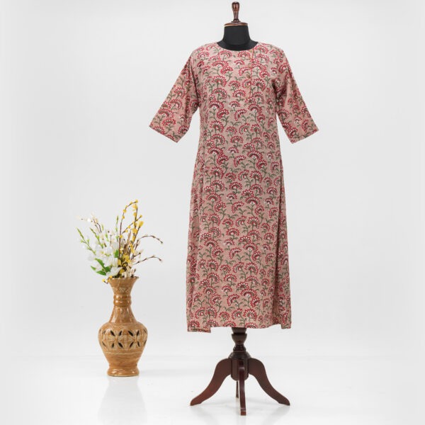 Adrika’s Elegant Cotton Dress - Long Length, Hand-Block Design