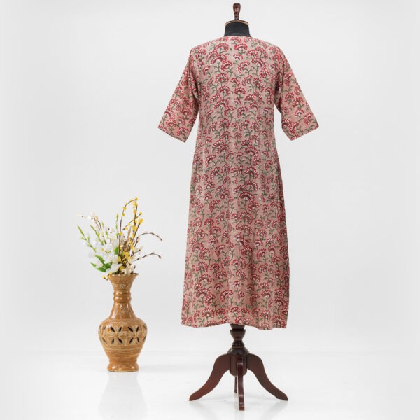 Adrika’s Cotton Hand-Block Long Dress in Floral Pattern