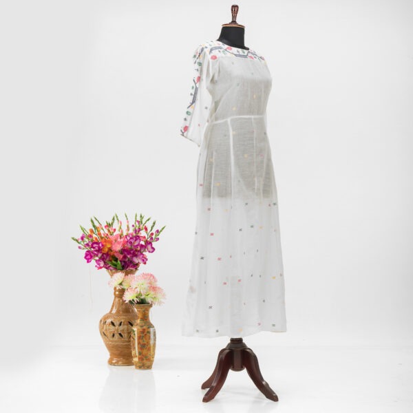 Handcrafted Indian Jamdani cotton gown