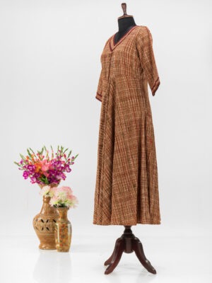 Adrika's long dress with traditional hand-block design