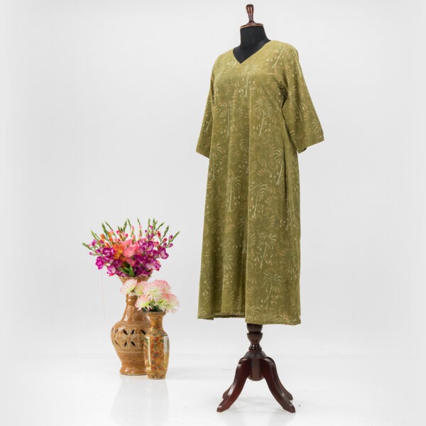 "Traditional Dabu Print Cotton Long Dress by Adrika"