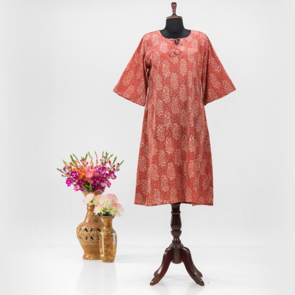 Designer Dabu Print Cotton Long Dress