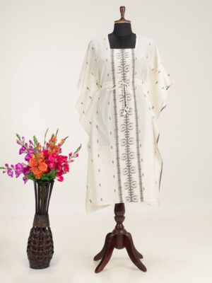 Khadi Dhakai Cotton Kaftan by Adrika featuring handwoven details