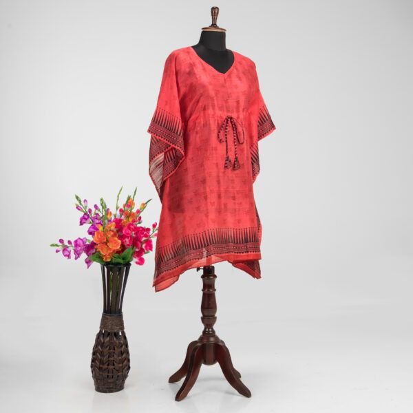 Adrika’s luxurious handloom hand block Murshidabad silk kaftan