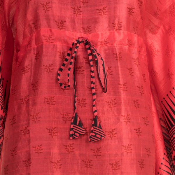 Handcrafted Murshidabad silk kaftan with traditional block prints