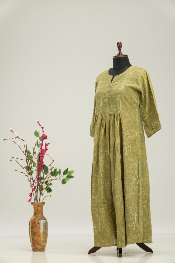 Elegant Dabu Print Long Dress for Summer