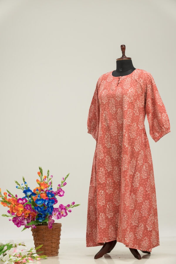 Bohemian Dabu Print Cotton Maxi Dress