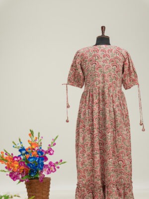 Adrika's Block-Printed Cotton Dress: Classic Floral Pattern