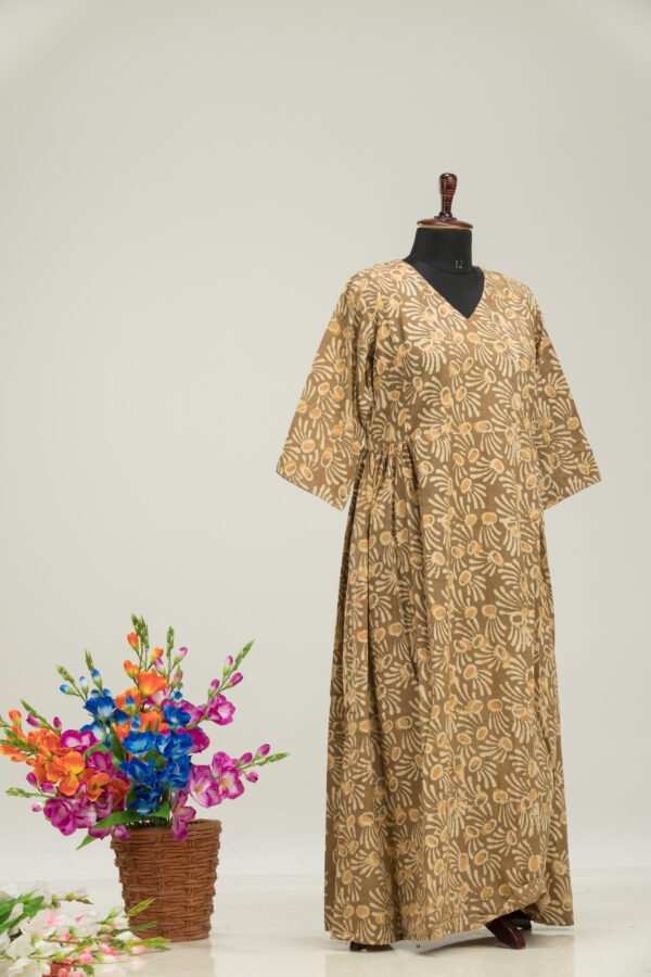 Adrika’s Dabu Cotton Long Dress - Handcrafted Elegance