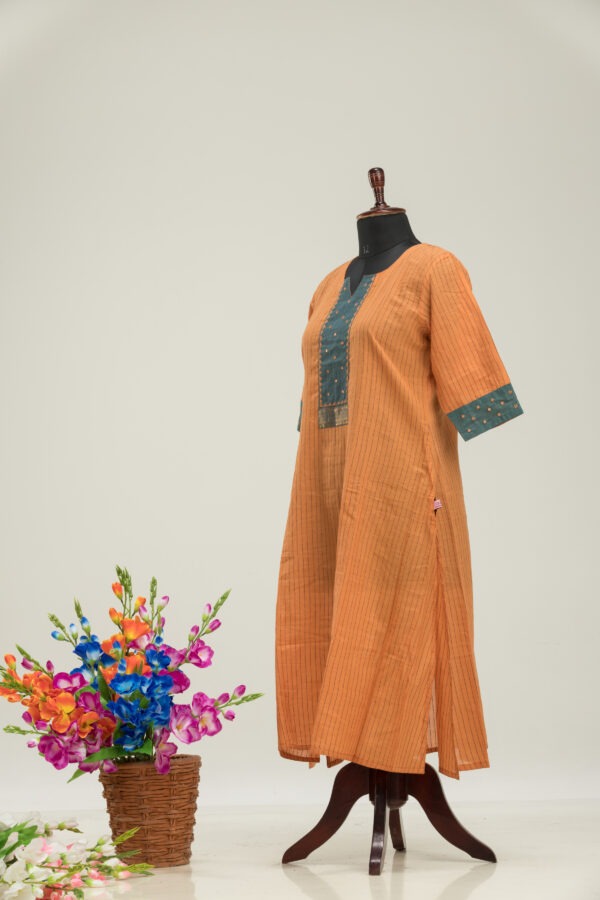 Traditional Hand Embroidered Cotton Jamdani Kurti by Adrika