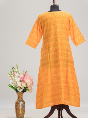 Handwoven Khadi Ikkat Cotton Long Kurti by Adrika