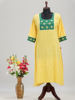 Adrika’s Handwoven Cotton Kurti Featuring Jamdani Embroidery