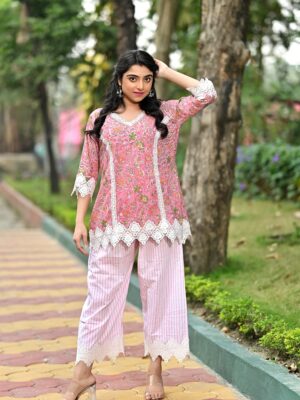Women's hand block printed cotton co-ord outfit