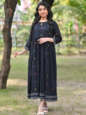 Adrika’s Traditional Handloom Cotton Jamdani Long Dress