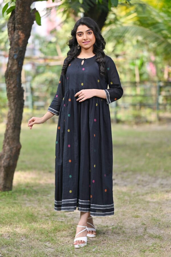 Adrika’s Traditional Handloom Cotton Jamdani Long Dress