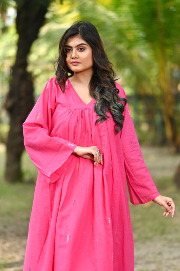 Handloom Cotton Jamdani Dress by Adrika with Traditional Design