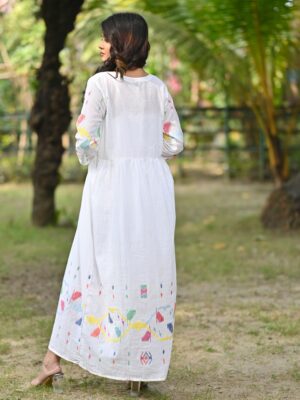 Stylish Adrika’s Handloom Cotton Jamdani Long Dress with traditional aesthetics