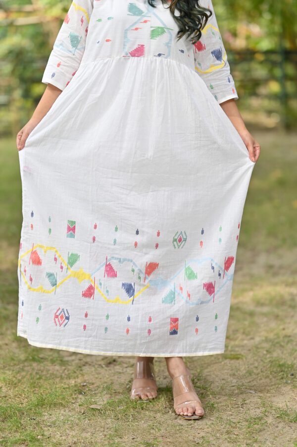 Adrika’s Ethnic Cotton Jamdani Long Dress Design