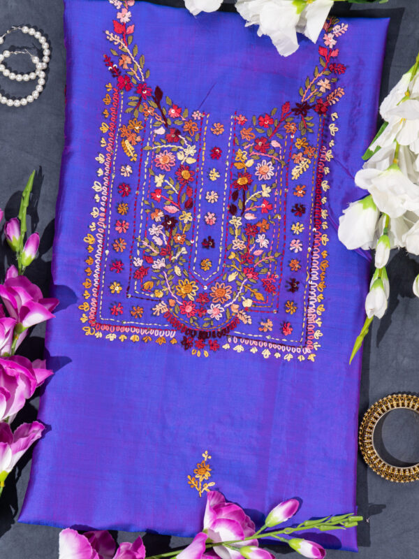 Adrika’S Purple Hand Embroidered Bishnupuri Silk Unstitched Kurti