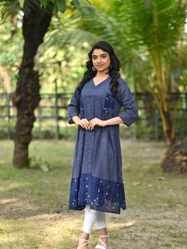 Adrika’s Blue Handloom Cotton Jamdani Kurti