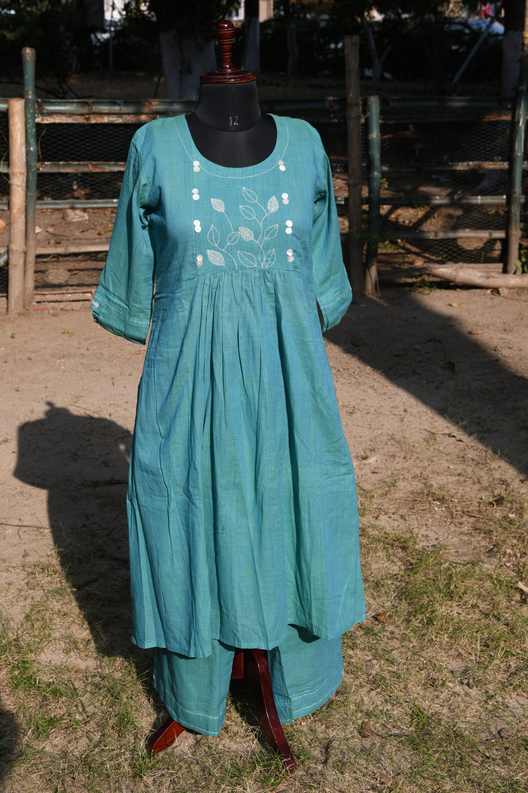 Adrika’s Sea Green Handloom Cotton Kurti Set