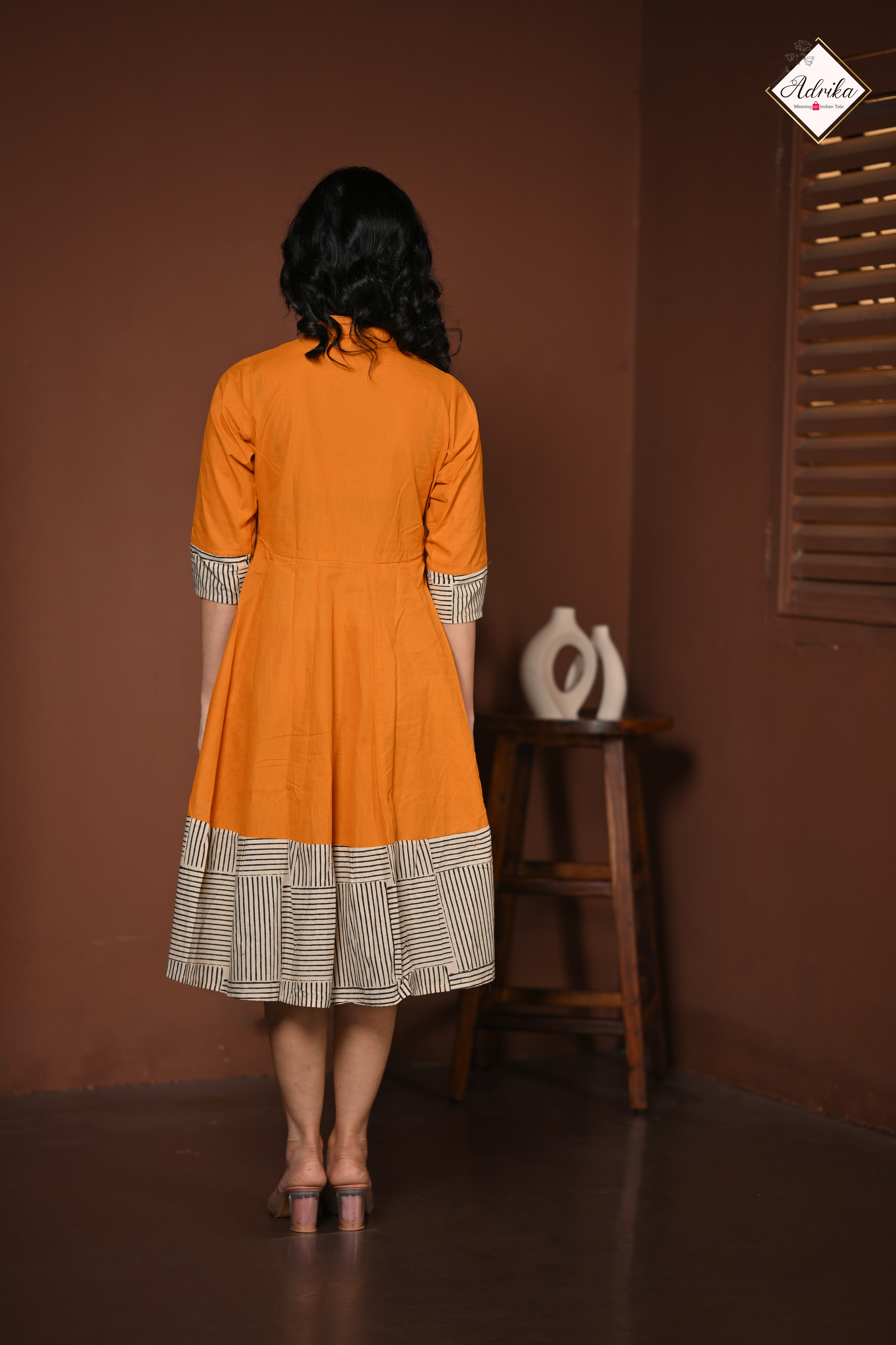 Adrika’s Yellow Ochre Pure Cotton Dress - Image 4
