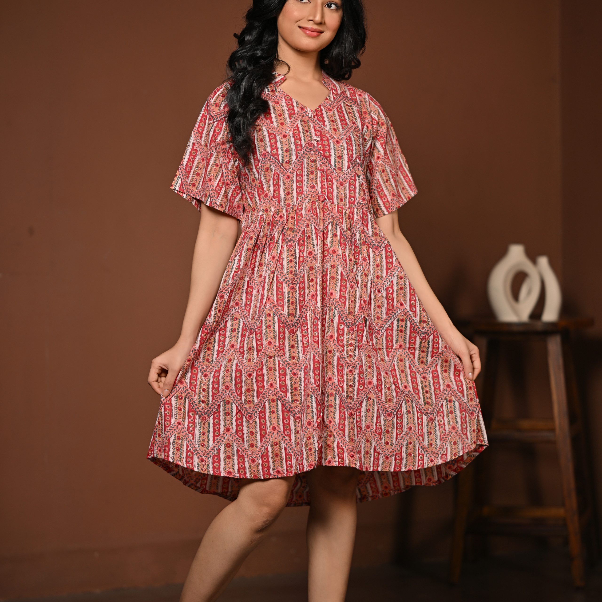 Adrika’s Multi color Cotton Handblock Dress