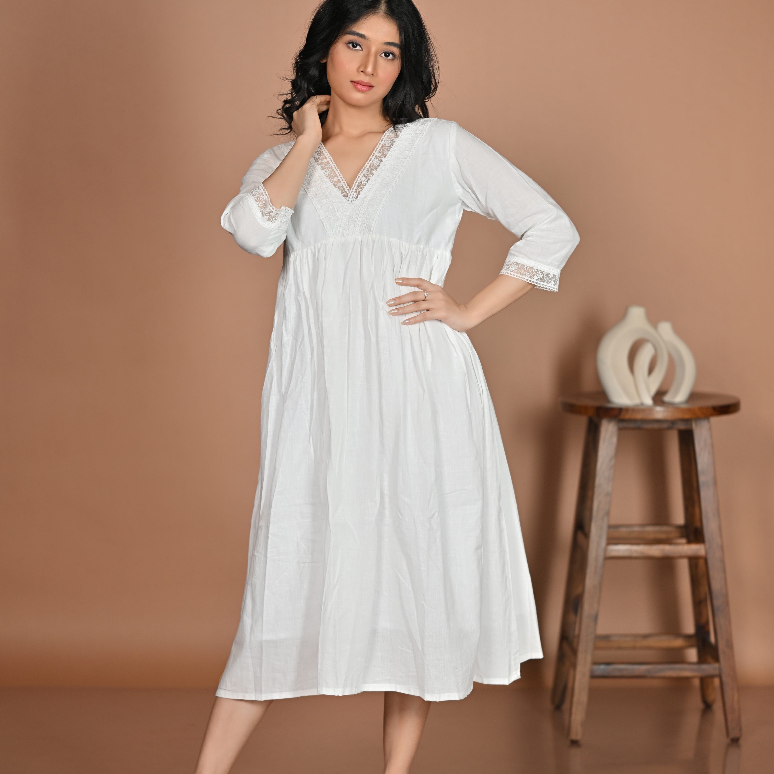 Adrika’s White Handloom Cotton Dress