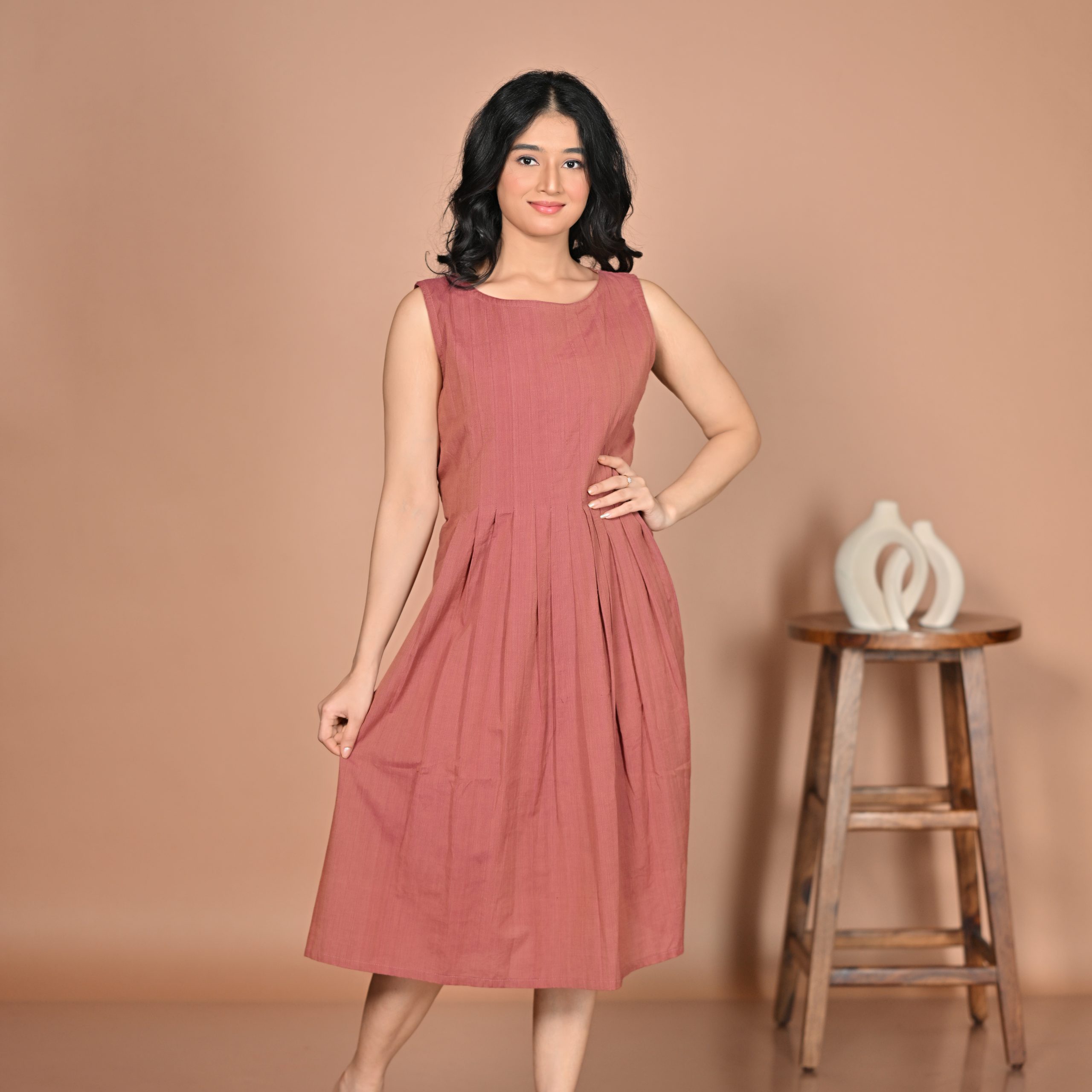 Adrika’s Brown color Pure Cotton Dress