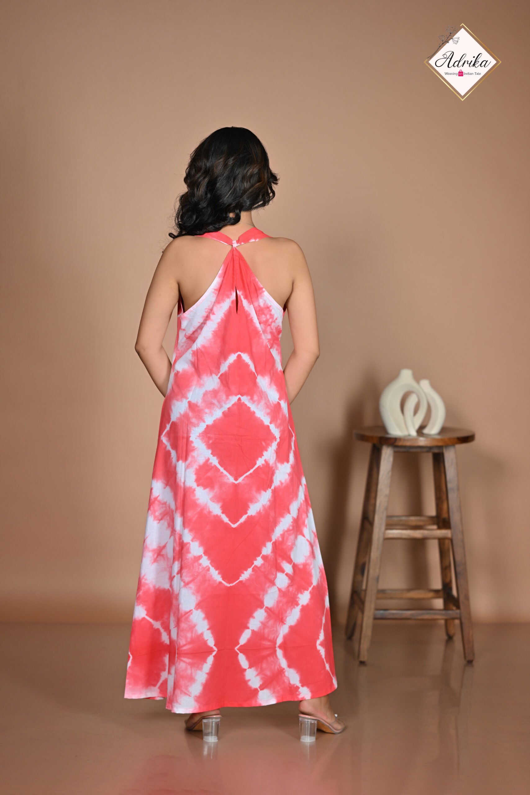 Adrika’s Red & White Tie & Dye Dress - Image 3