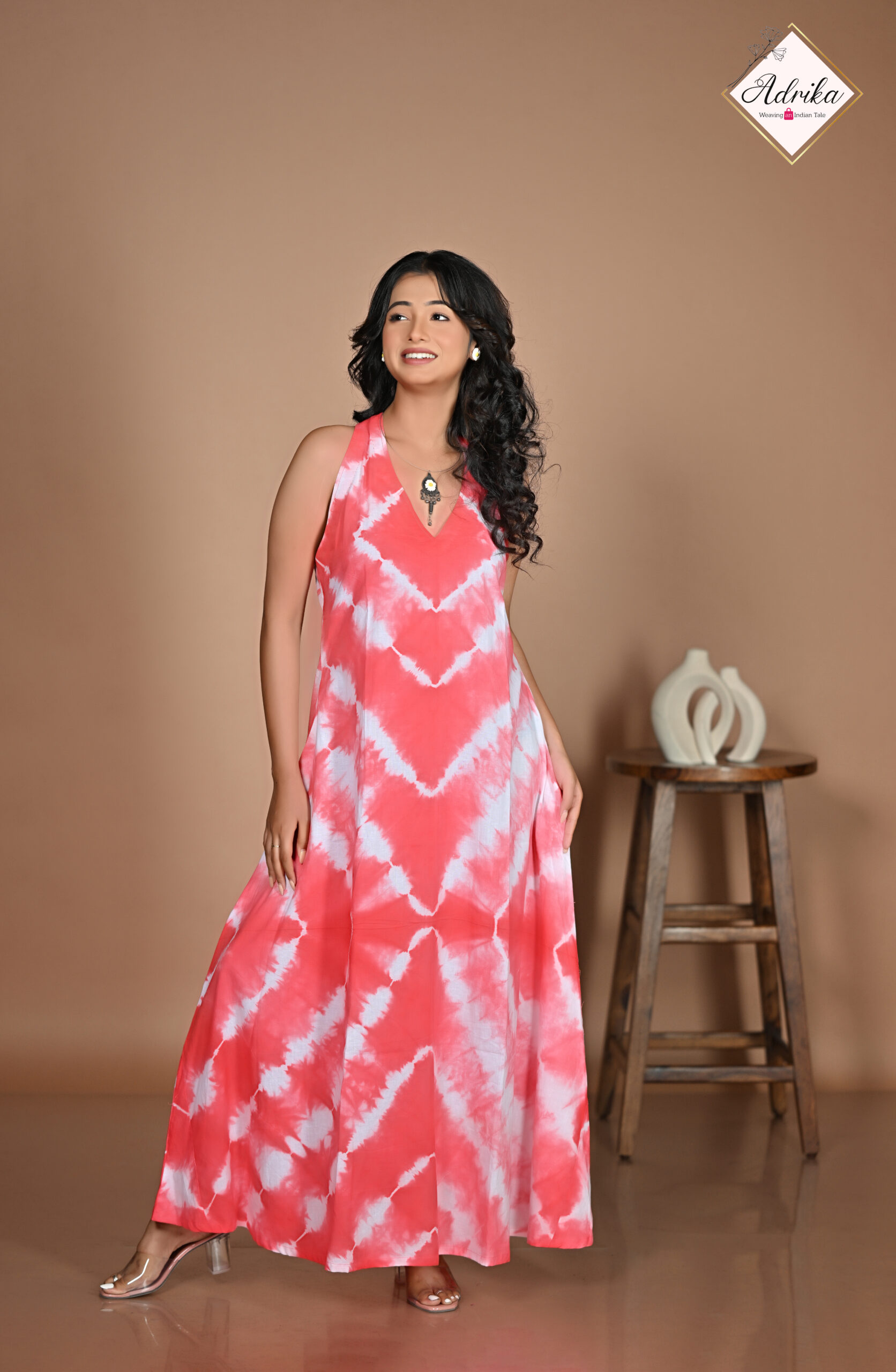 Adrika’s Red & White Tie & Dye Dress - Image 4